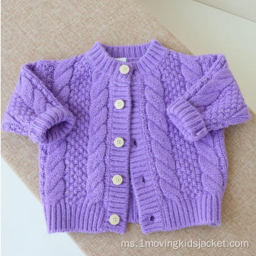 Musim Gugur Baru Girls Twist Knitted Cardigan